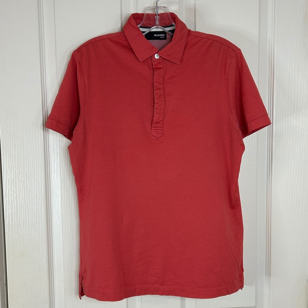 Murano Fitted Mens Medium Red‎ Polo Shirt Short Sleeve Casual Modern